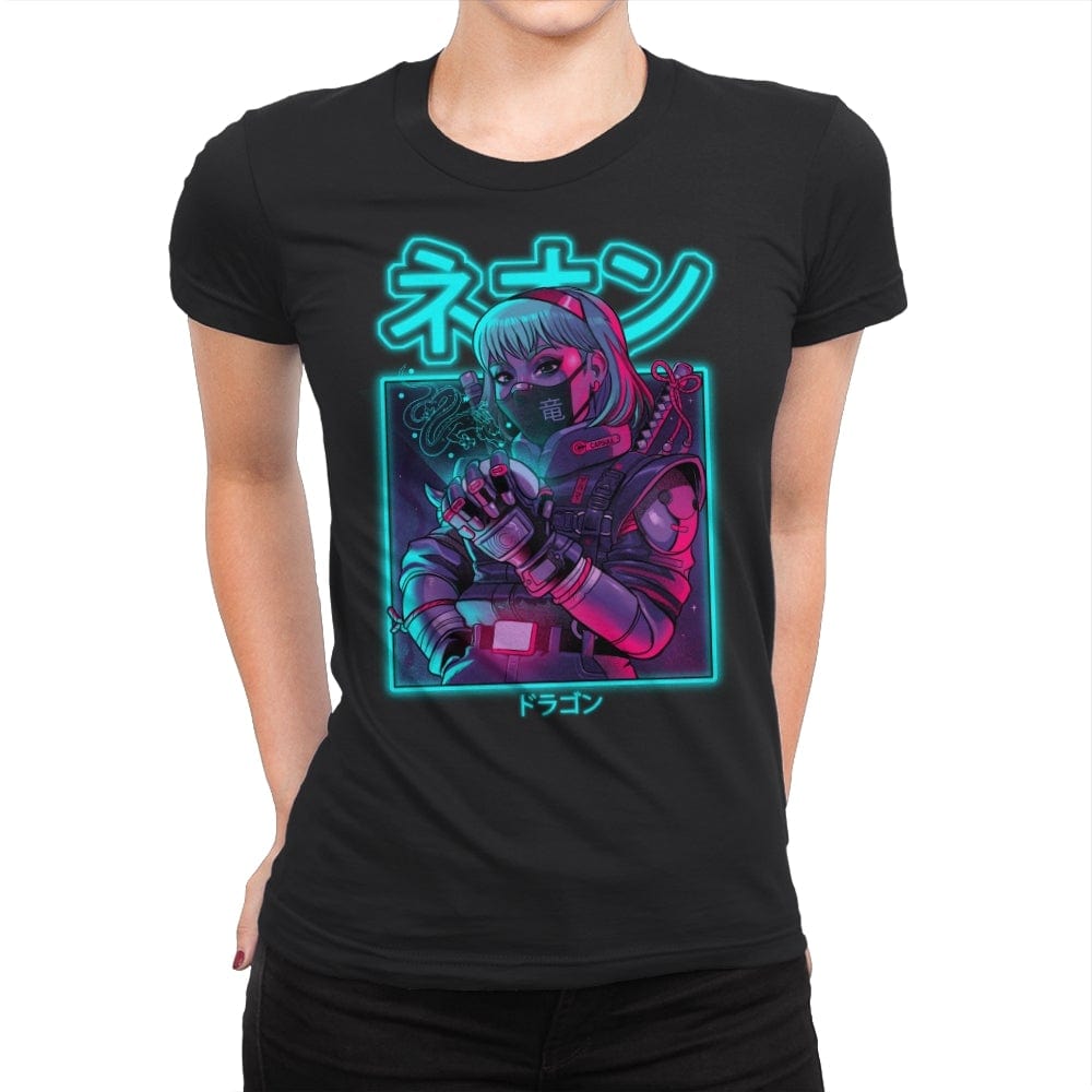 Neon Dragon - Womens Premium T-Shirts RIPT Apparel Small / Black