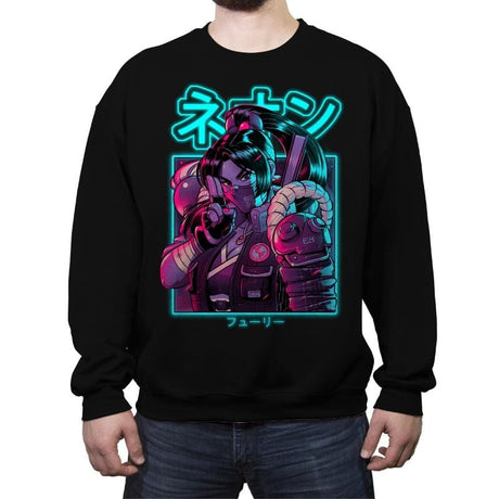 Neon Fury - Crew Neck Sweatshirt Crew Neck Sweatshirt RIPT Apparel Small / Black