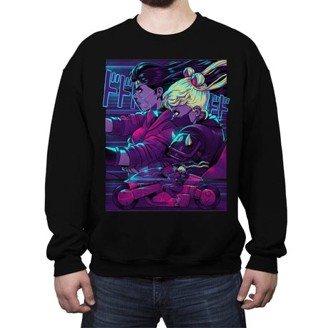 Neon Moon Eclipse - Crew Neck Sweatshirt Crew Neck Sweatshirt RIPT Apparel Small / Black