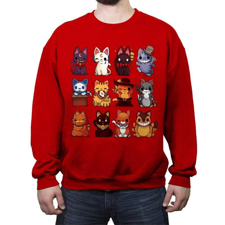 Nerd Kittens - Crew Neck Sweatshirt Crew Neck Sweatshirt RIPT Apparel Small / Red