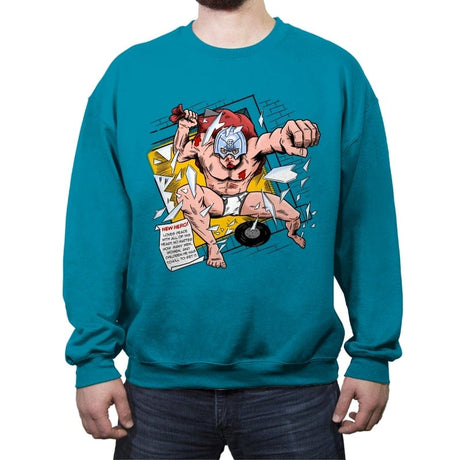 New Hero? - Crew Neck Sweatshirt Crew Neck Sweatshirt RIPT Apparel Small / Antique Sapphire