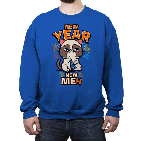 New Year, New Meh - Crew Neck Sweatshirt Crew Neck Sweatshirt RIPT Apparel Small / Royal