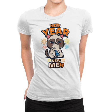 New Year, New Meh - Womens Premium T-Shirts RIPT Apparel Small / White