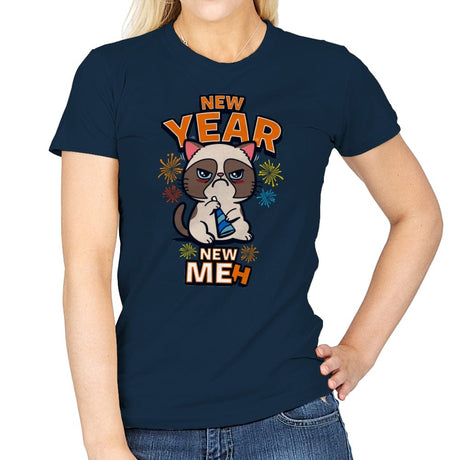 New Year, New Meh - Womens T-Shirts RIPT Apparel Small / Navy