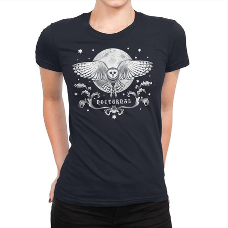 Night Owl - Womens Premium T-Shirts RIPT Apparel Small / Midnight Navy