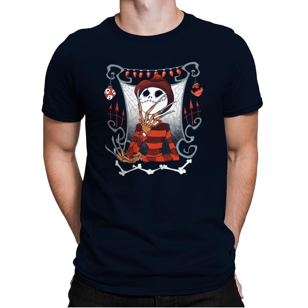 Nightmare In Pumpkin Land - Miniature Mayhem - Mens Premium T-Shirts RIPT Apparel Small / Midnight Navy