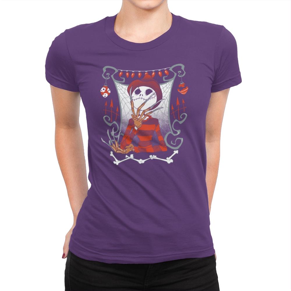 Nightmare In Pumpkin Land - Miniature Mayhem - Womens Premium T-Shirts RIPT Apparel Small / Purple Rush