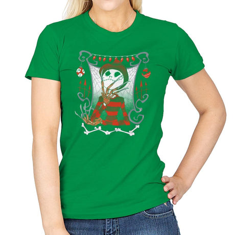 Nightmare In Pumpkin Land - Miniature Mayhem - Womens T-Shirts RIPT Apparel Small / Irish Green