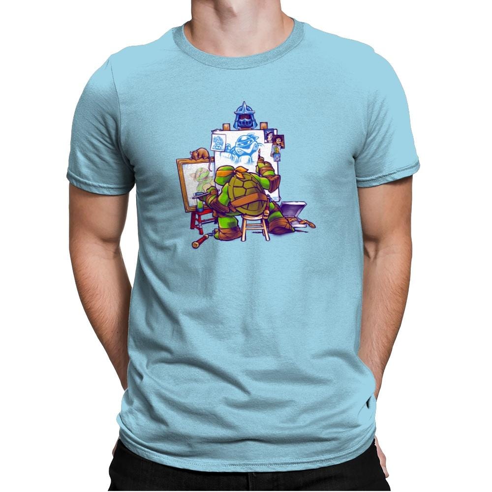 Ninja Rockwell - 80s Blaarg - Mens Premium T-Shirts RIPT Apparel Small / Light Blue