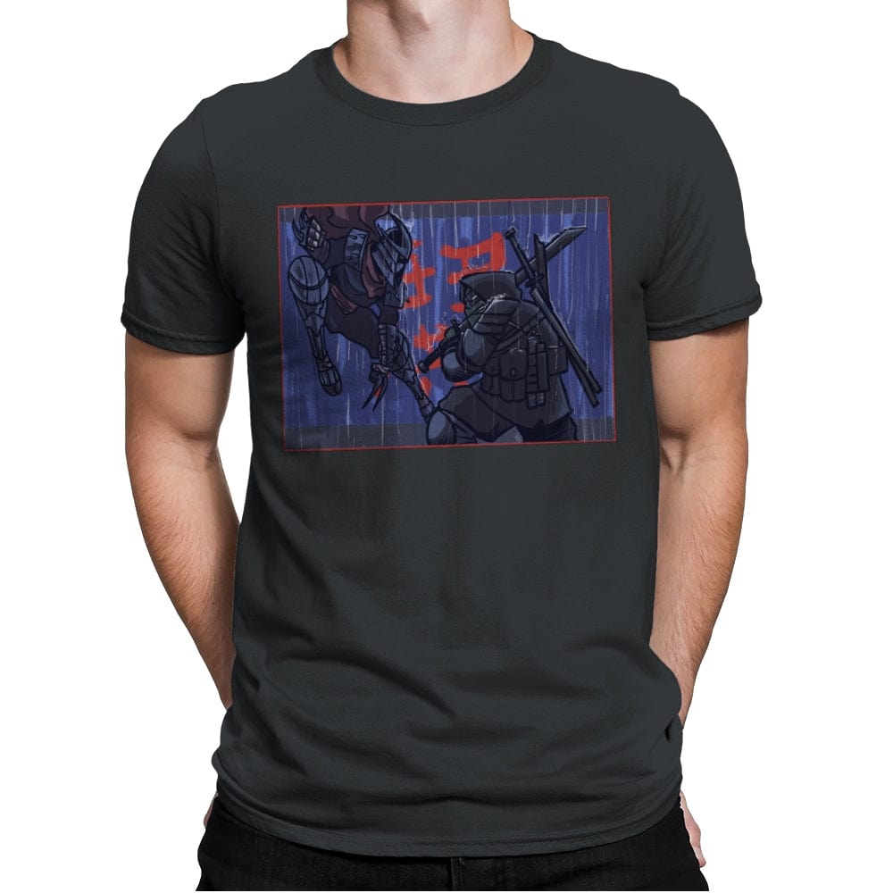 Ninja Showdown - Mens Premium T-Shirts RIPT Apparel Small / Heavy Metal