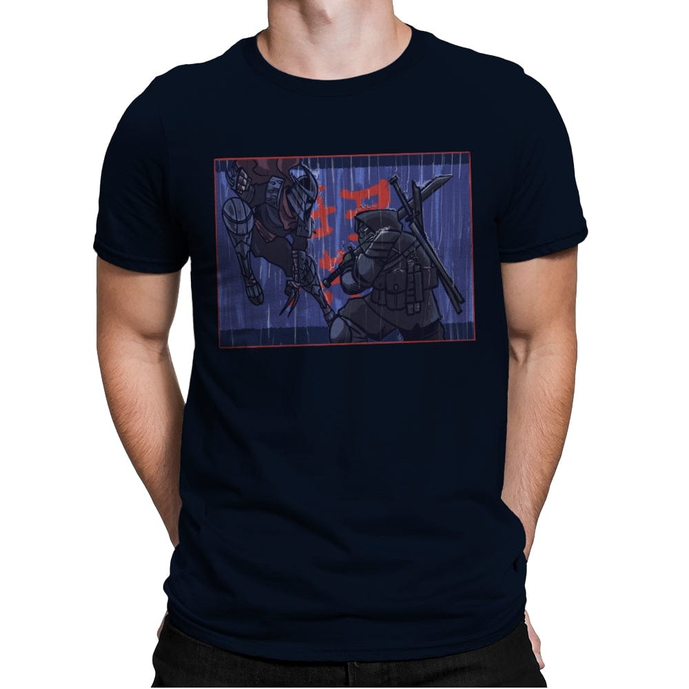 Ninja Showdown - Mens Premium T-Shirts RIPT Apparel Small / Midnight Navy