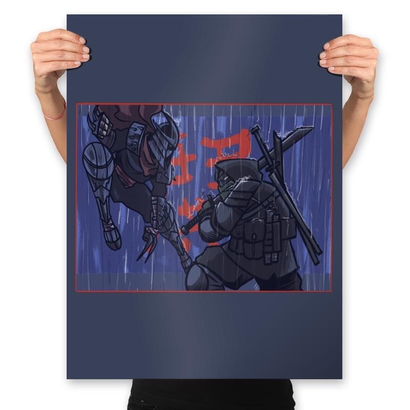 Ninja Showdown - Prints Posters RIPT Apparel 18x24 / Navy