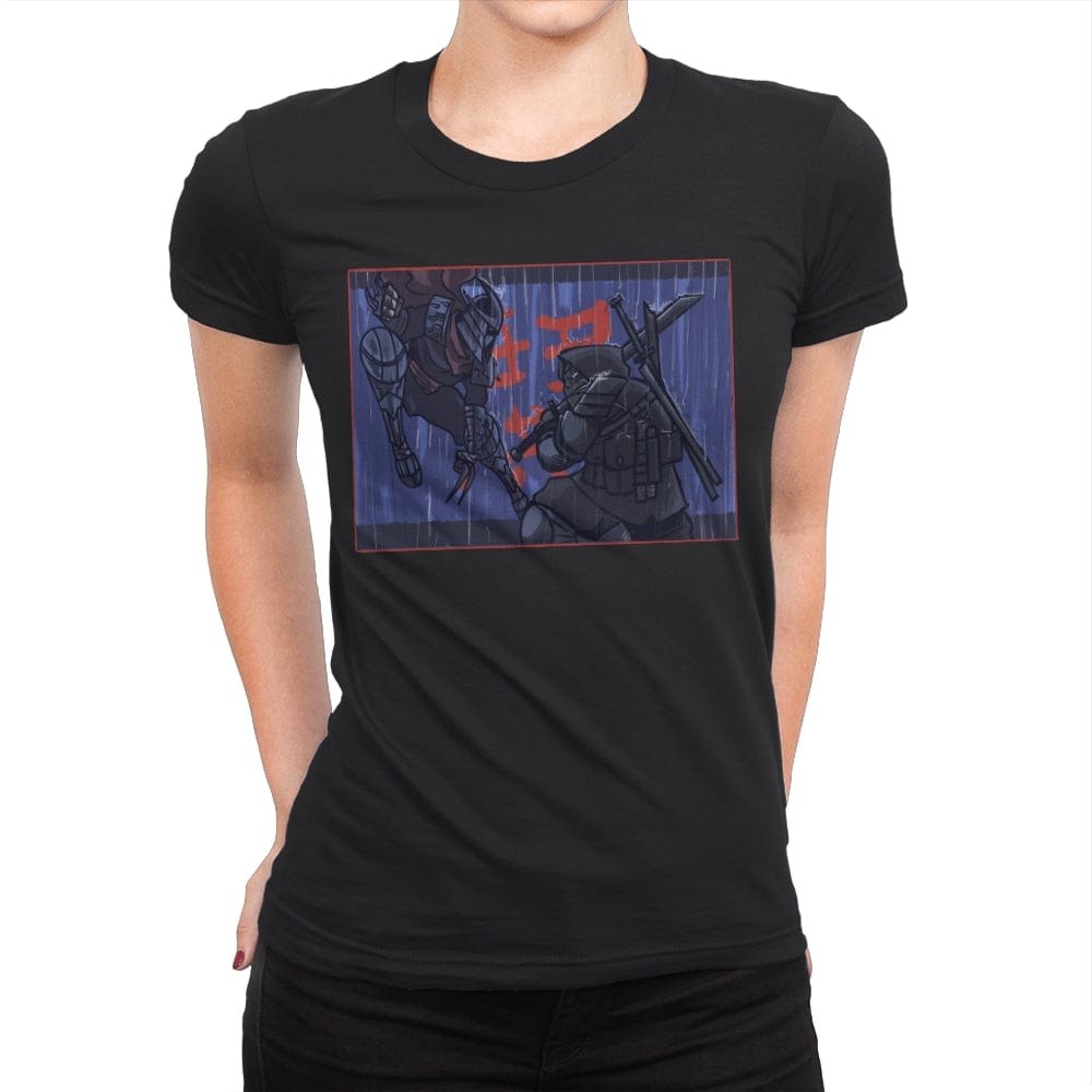 Ninja Showdown - Womens Premium T-Shirts RIPT Apparel Small / Black