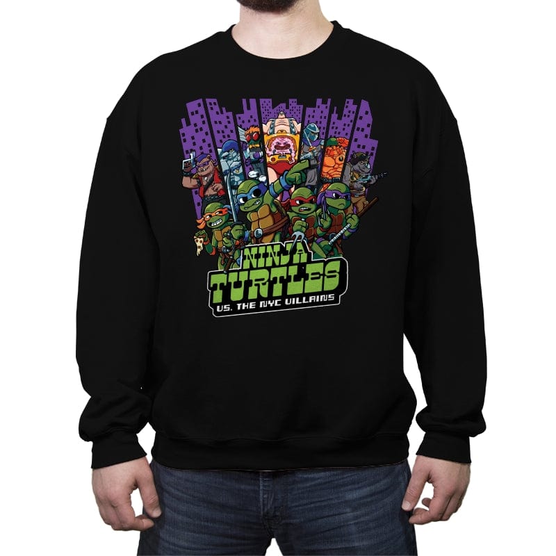 Ninja Turtles Vs. The NYC Villains - Best Seller - Crew Neck Sweatshirt Crew Neck Sweatshirt RIPT Apparel Small / Black