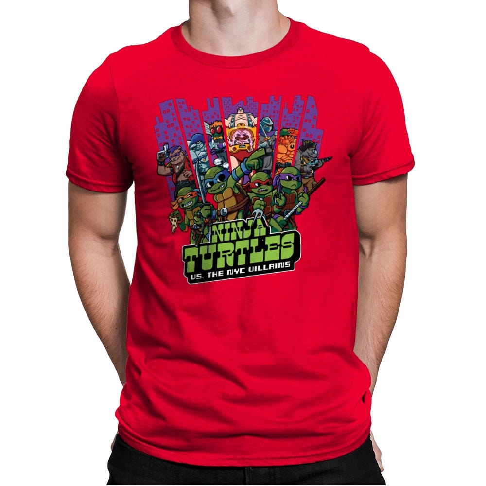 Ninja Turtles Vs. The NYC Villains - Best Seller - Mens Premium T-Shirts RIPT Apparel Small / Red