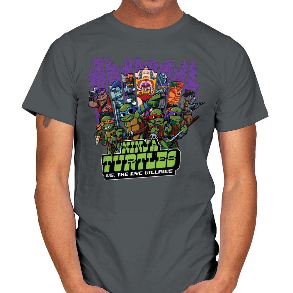 Ninja Turtles Vs. The NYC Villains - Best Seller - Mens T-Shirts RIPT Apparel Small / Charcoal