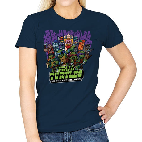 Ninja Turtles Vs. The NYC Villains - Best Seller - Womens T-Shirts RIPT Apparel Small / Navy