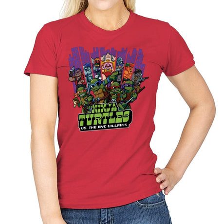 Ninja Turtles Vs. The NYC Villains - Best Seller - Womens T-Shirts RIPT Apparel Small / Red