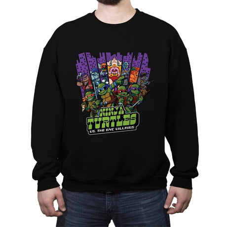 Ninja Turtles Vs. The NYC Villains - Crew Neck Sweatshirt Crew Neck Sweatshirt RIPT Apparel Small / Black