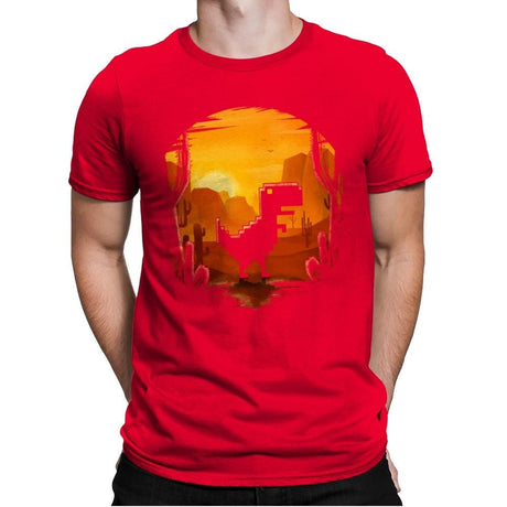 No Internet Dino - Mens Premium T-Shirts RIPT Apparel Small / Red
