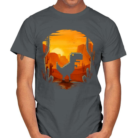No Internet Dino - Mens T-Shirts RIPT Apparel Small / Charcoal