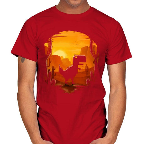 No Internet Dino - Mens T-Shirts RIPT Apparel Small / Red