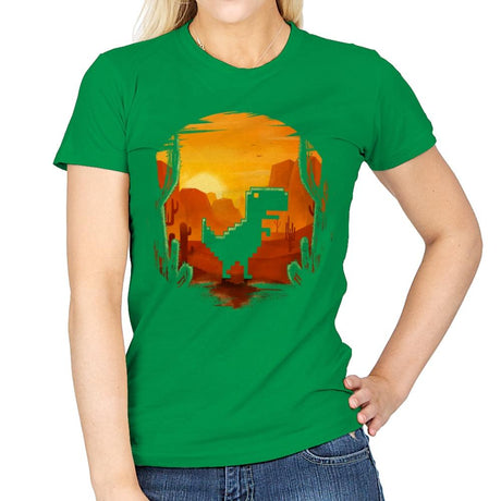 No Internet Dino - Womens T-Shirts RIPT Apparel Small / Irish Green