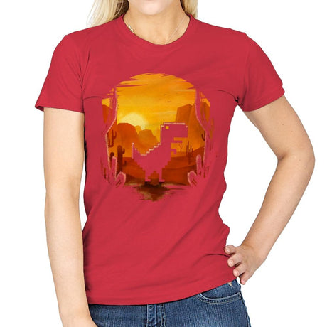 No Internet Dino - Womens T-Shirts RIPT Apparel Small / Red
