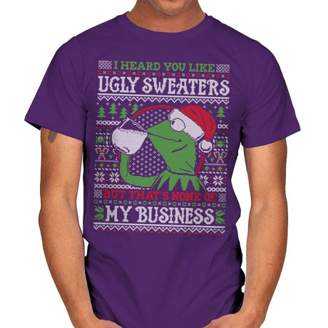 None of My Business - Ugly Holiday - Mens T-Shirts RIPT Apparel Small / Purple