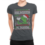 None of My Business - Ugly Holiday - Womens Premium T-Shirts RIPT Apparel Small / Heavy Metal