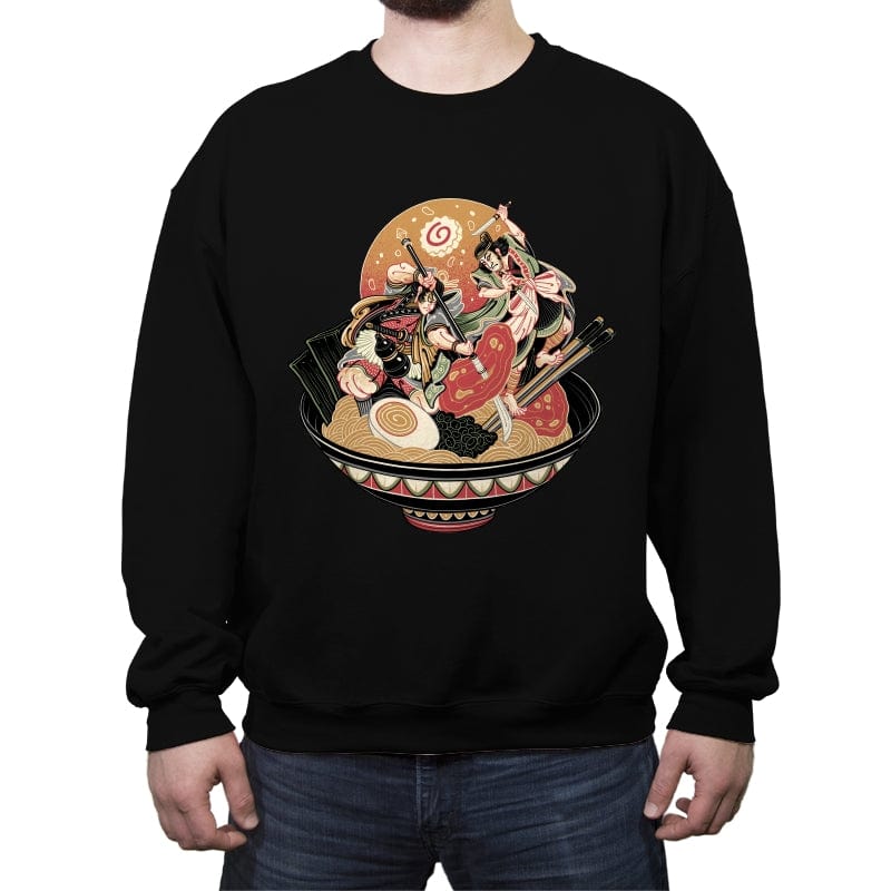 Noodle Fight - Crew Neck Sweatshirt Crew Neck Sweatshirt RIPT Apparel Small / Black