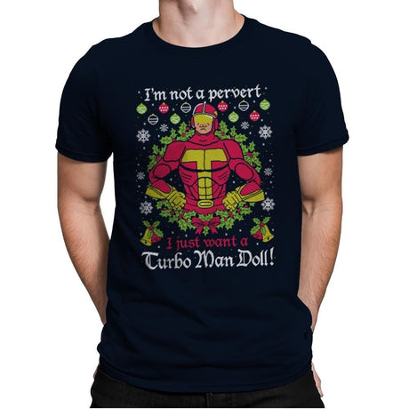 Not A Pervert - Ugly Holiday - Mens Premium T-Shirts RIPT Apparel Small / Midnight Navy