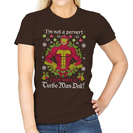 Not A Pervert - Ugly Holiday - Womens T-Shirts RIPT Apparel Small / Dark Chocolate