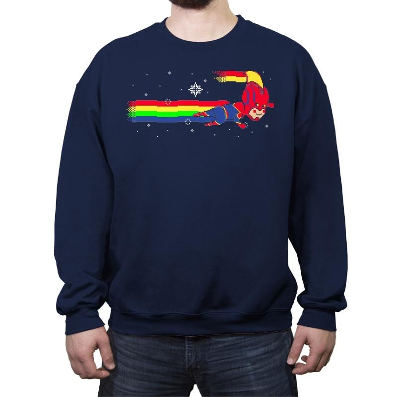 Nyan Cap - Crew Neck Sweatshirt Crew Neck Sweatshirt RIPT Apparel Small / Navy