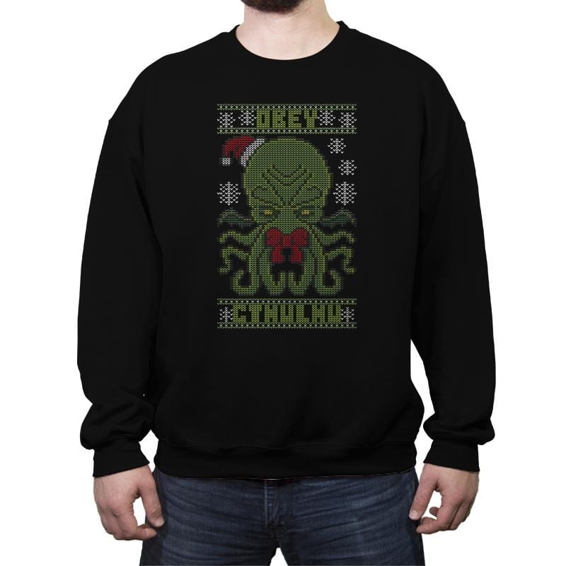 Obey Cthulhu Sweater - Crew Neck Sweatshirt Crew Neck Sweatshirt RIPT Apparel Small / Black