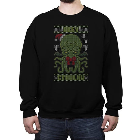 Obey Cthulhu Sweater - Crew Neck Sweatshirt Crew Neck Sweatshirt RIPT Apparel Small / Black