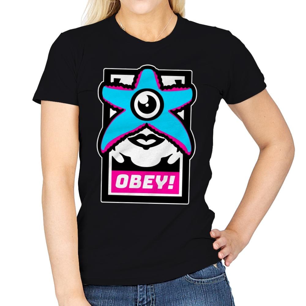 OBEY STARRO! - Womens T-Shirts RIPT Apparel Small / Black