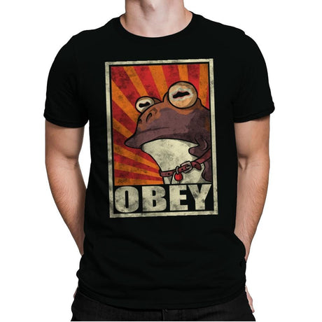 Obey The Hypnotoad! - Best Seller - Mens Premium T-Shirts RIPT Apparel Small / Black
