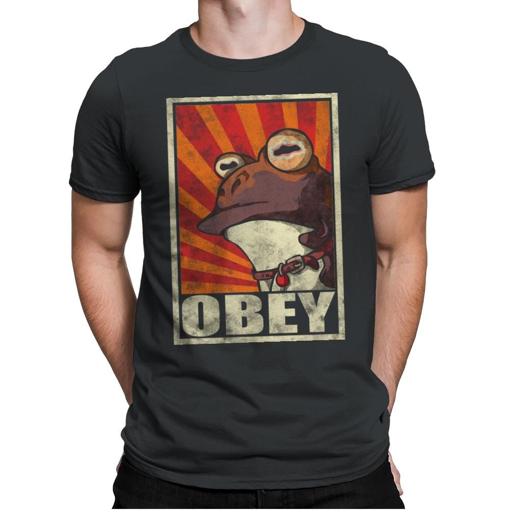 Obey The Hypnotoad! - Best Seller - Mens Premium T-Shirts RIPT Apparel Small / Heavy Metal