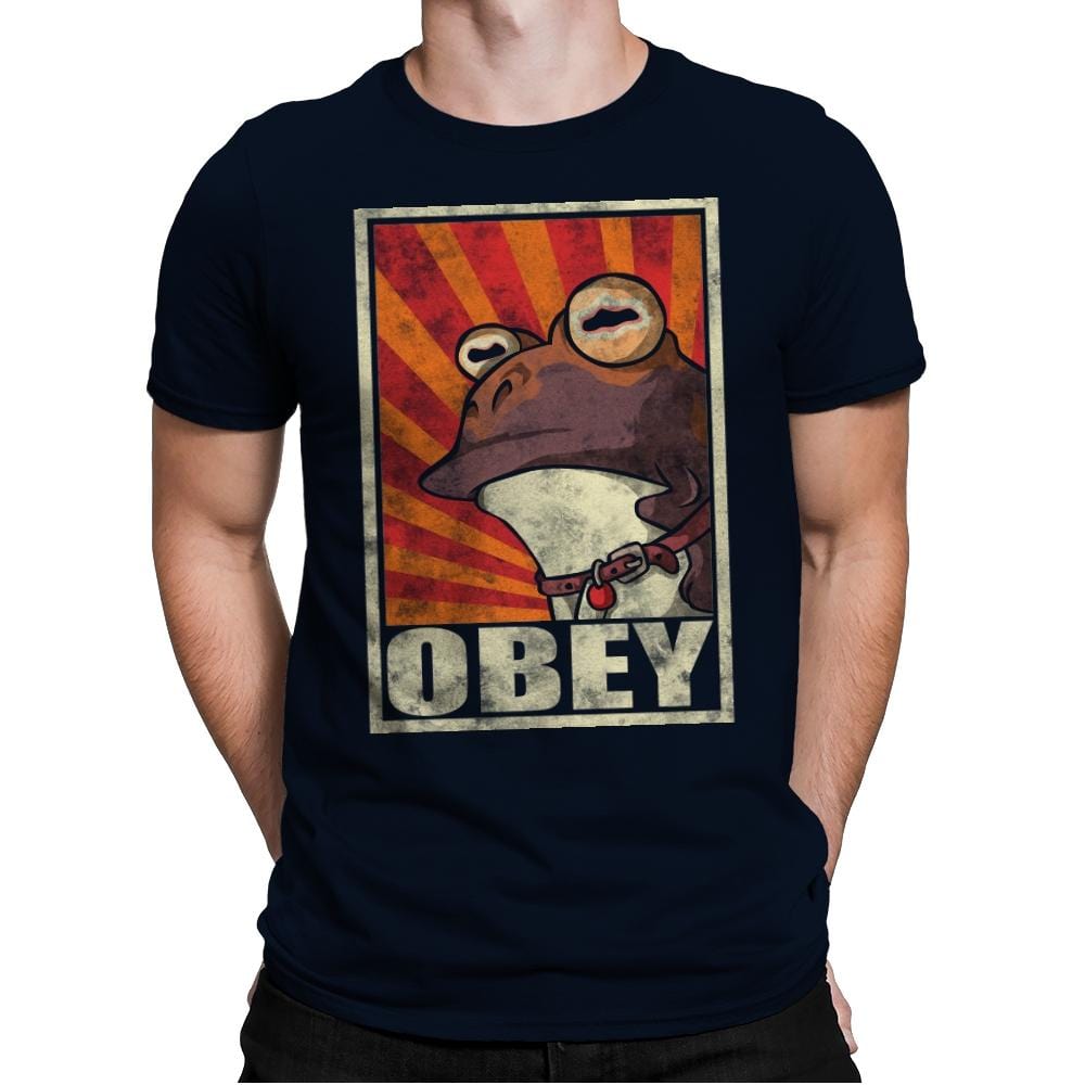 Obey The Hypnotoad! - Best Seller - Mens Premium T-Shirts RIPT Apparel Small / Midnight Navy