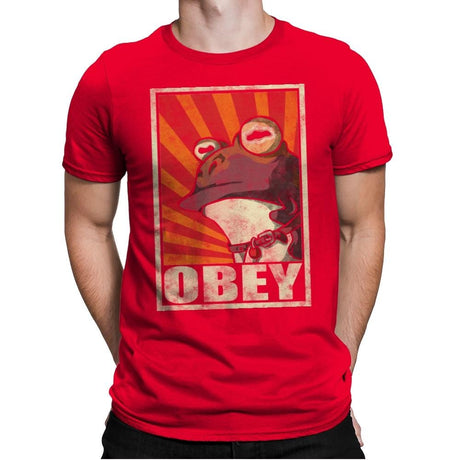 Obey The Hypnotoad! - Best Seller - Mens Premium T-Shirts RIPT Apparel Small / Red