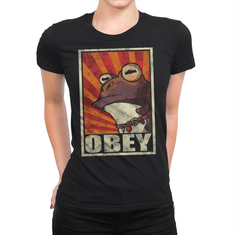 Obey The Hypnotoad! - Best Seller - Womens Premium T-Shirts RIPT Apparel Small / Black