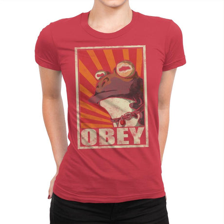 Obey The Hypnotoad! - Best Seller - Womens Premium T-Shirts RIPT Apparel Small / Red