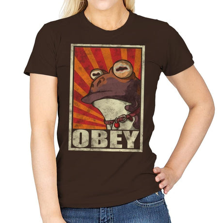 Obey The Hypnotoad! - Best Seller - Womens T-Shirts RIPT Apparel Small / Dark Chocolate