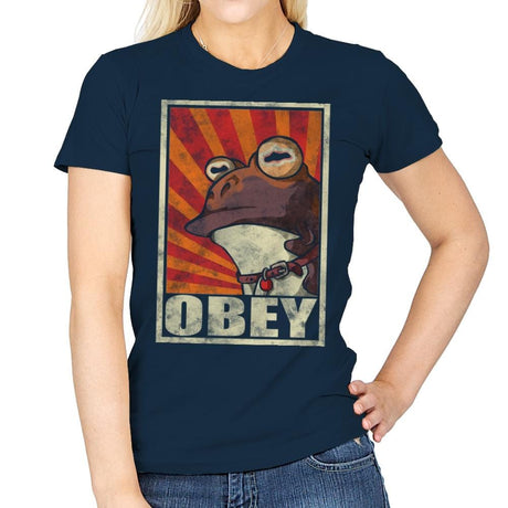 Obey The Hypnotoad! - Best Seller - Womens T-Shirts RIPT Apparel Small / Navy