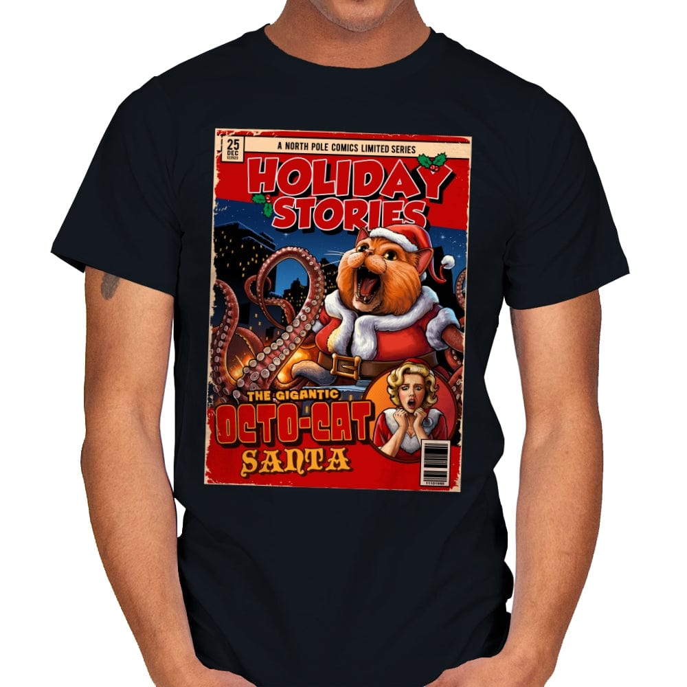 Octo-cat Santa - Mens T-Shirts RIPT Apparel Small / Black