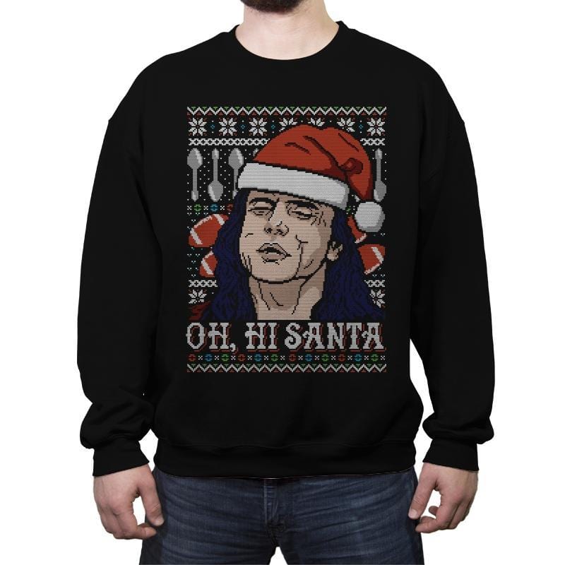 Oh Hi Santa - Ugly Holiday - Crew Neck Sweatshirt Crew Neck Sweatshirt Gooten 2x-large / Black