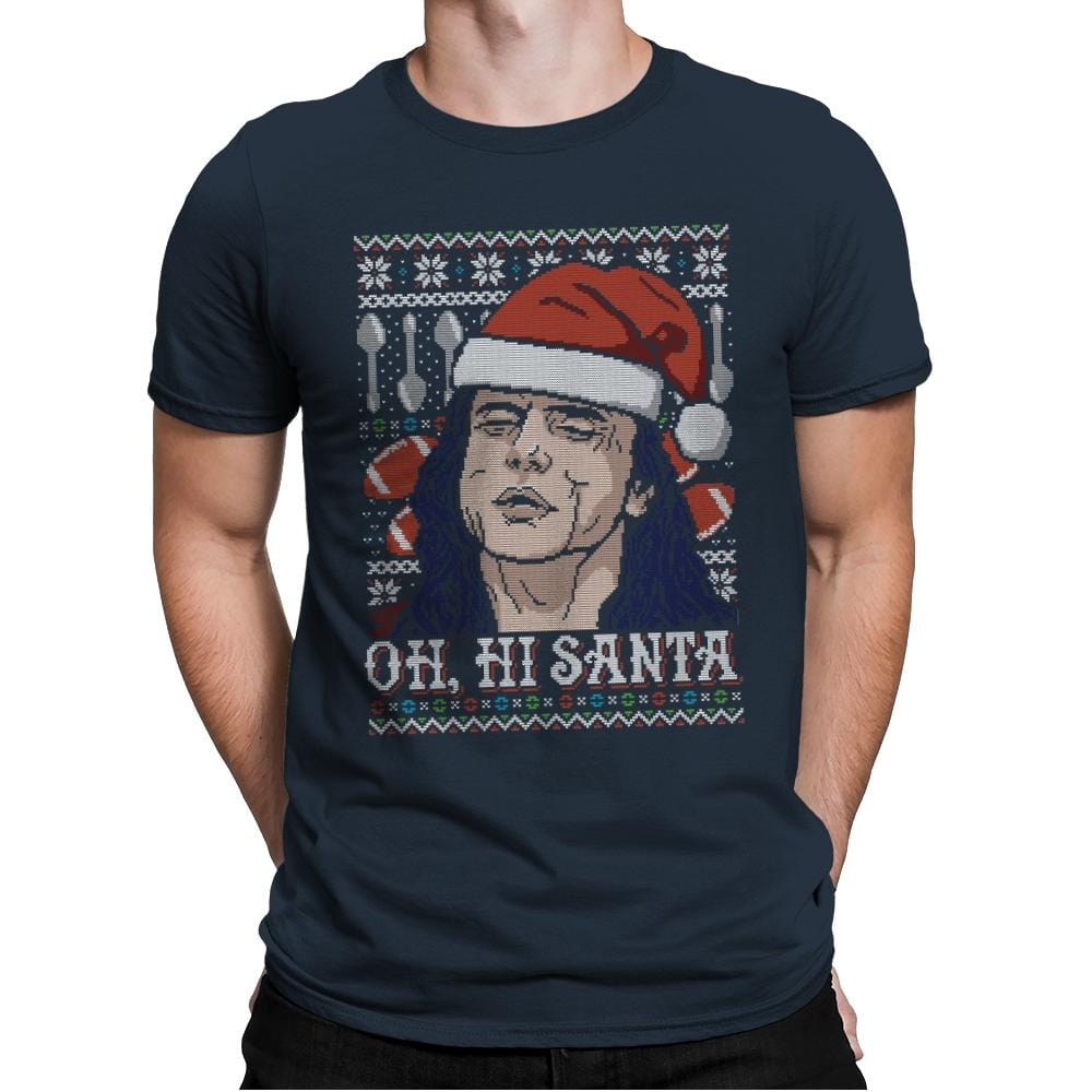 Oh Hi Santa - Ugly Holiday - Mens Premium T-Shirts RIPT Apparel Small / Indigo