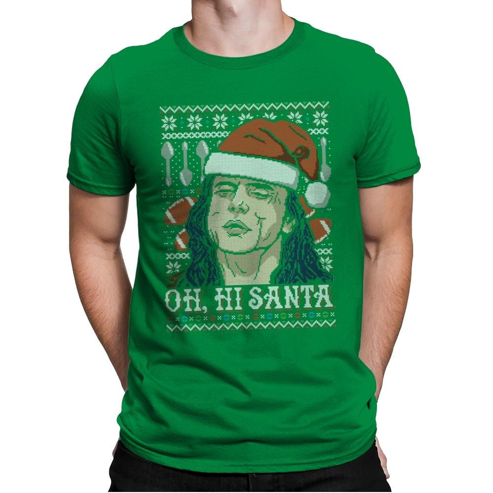 Oh Hi Santa - Ugly Holiday - Mens Premium T-Shirts RIPT Apparel Small / Kelly Green