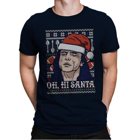 Oh Hi Santa - Ugly Holiday - Mens Premium T-Shirts RIPT Apparel Small / Midnight Navy